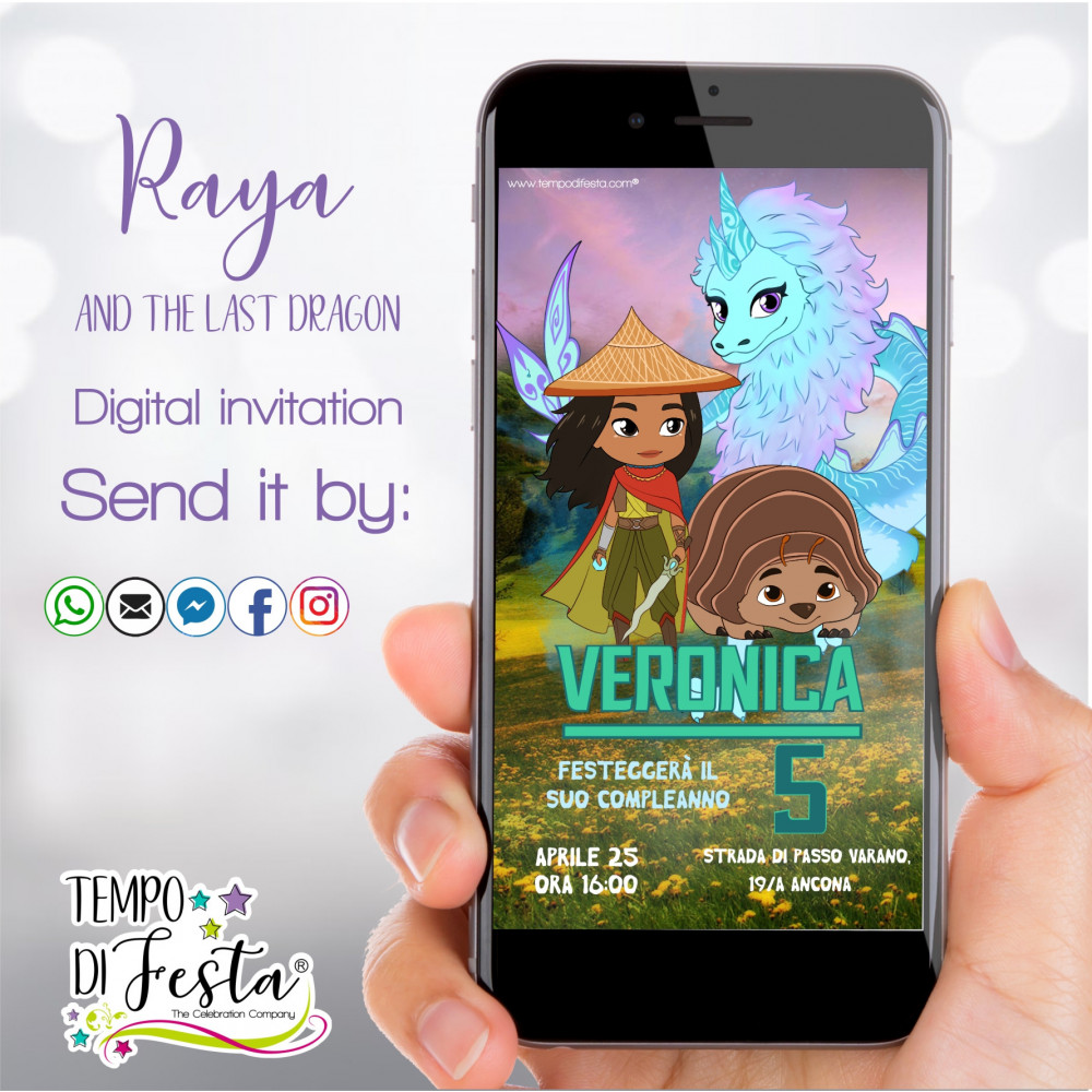 Raya y el ultimo dragón Invitaciones para WhatsApp.