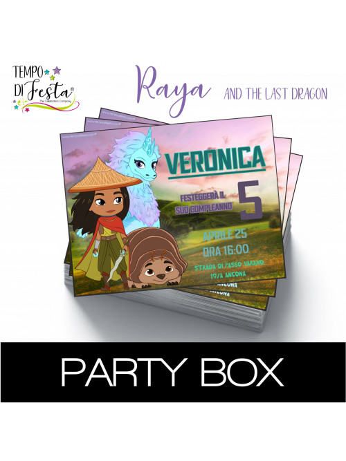 Raya and the last dragon invitations in a box