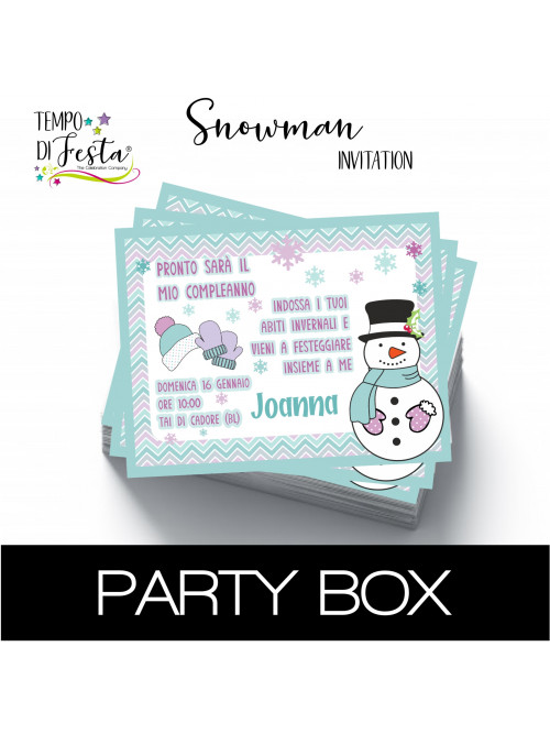 Snowman invitations party box