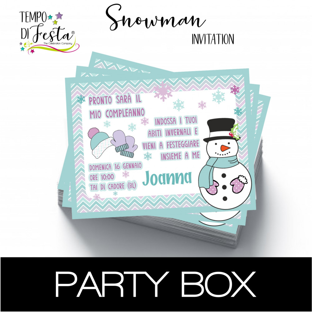 Snowman invitations party box
