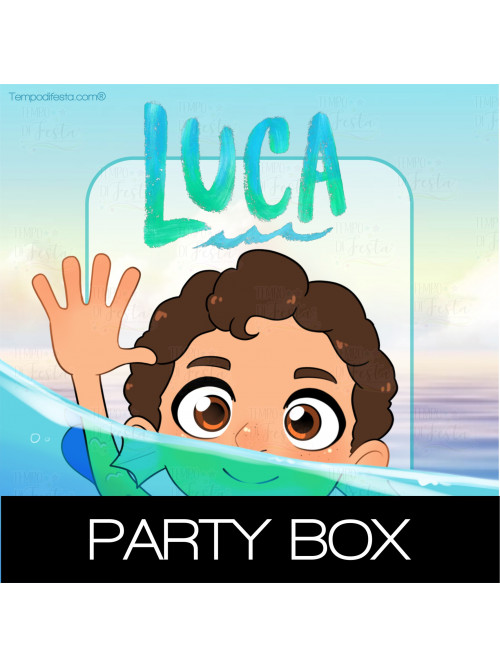 Luca movie, fiesta personalizada party box.