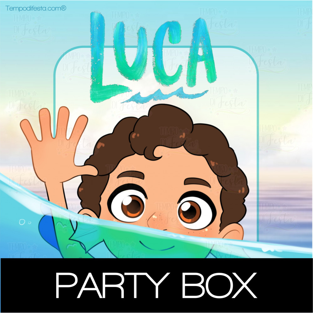 Luca movie, fiesta personalizada party box.