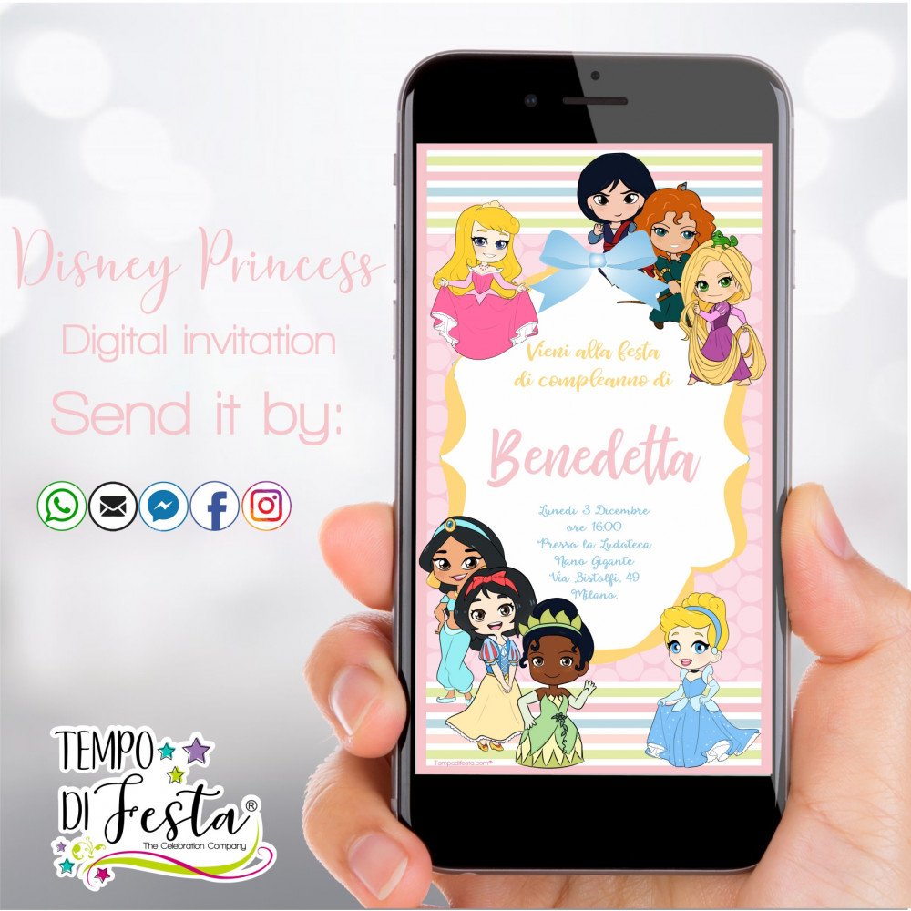 Disney Princess, Digital invitation for WhatsApp.