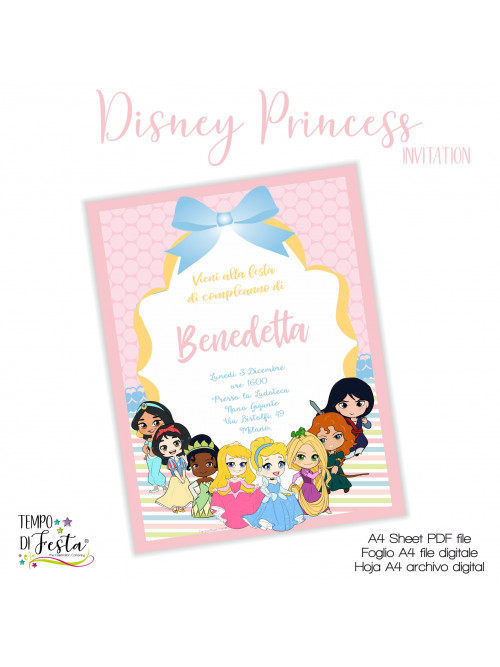 Princesas Disney invitaciones digitales para imprimir