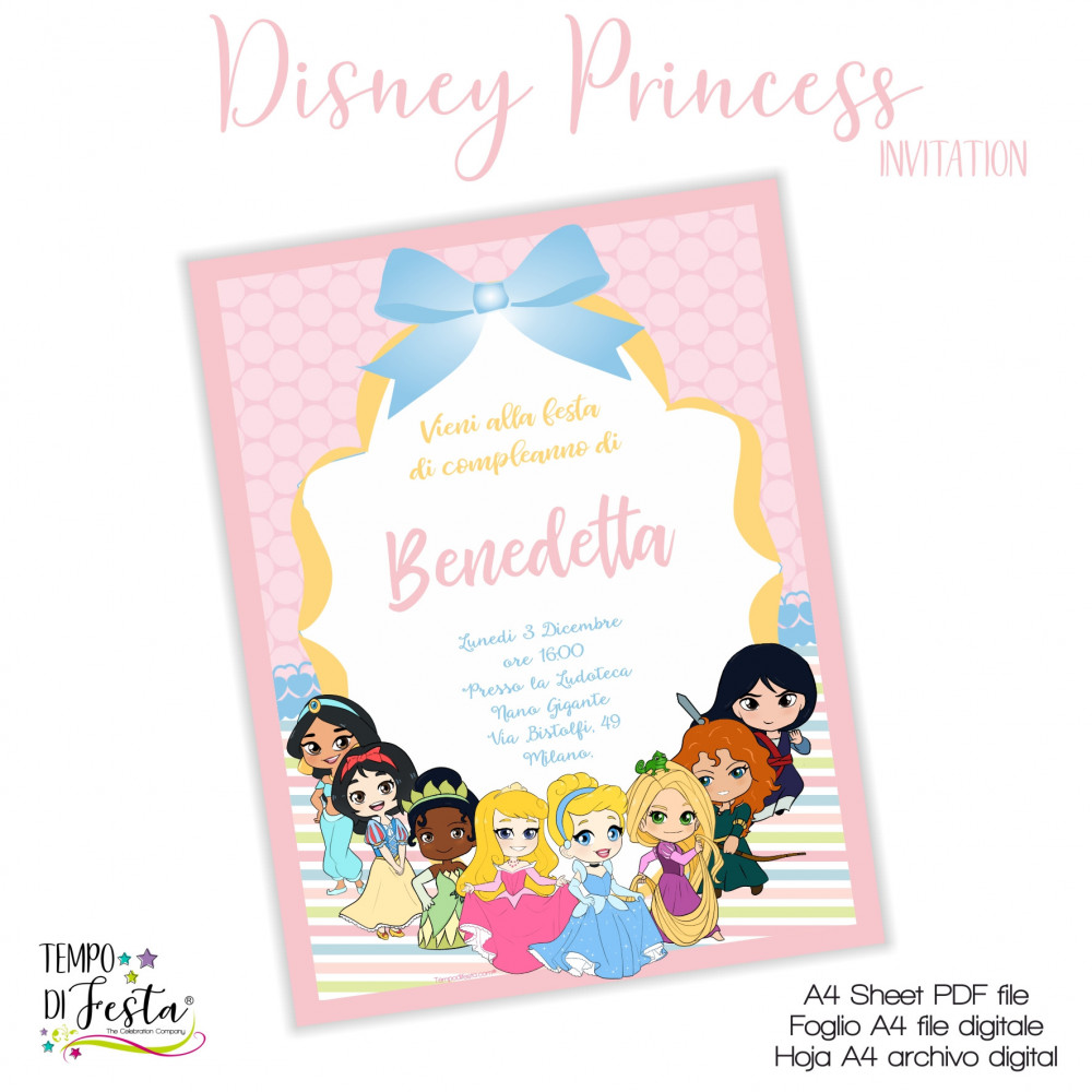 Princesas Disney invitaciones digitales para imprimir