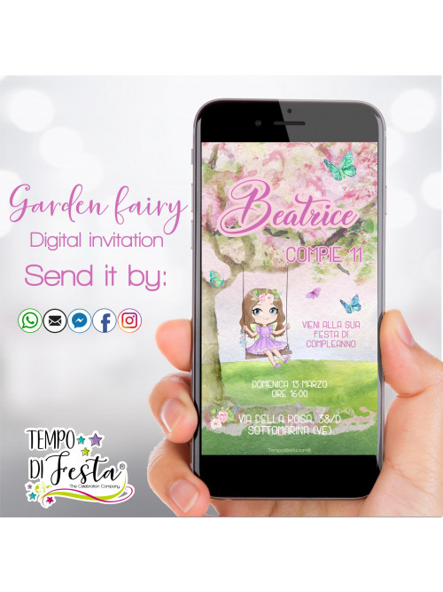 Garden fairy, Digital invitation for WhatsApp.