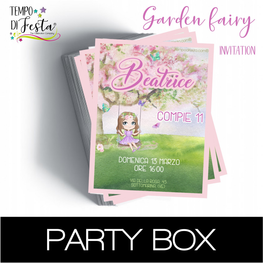 Garden fairy invitations in a box