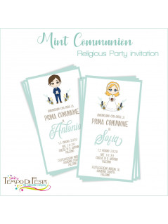 FIRST COMMUNION MINT THEME PARTY INVITATIONS