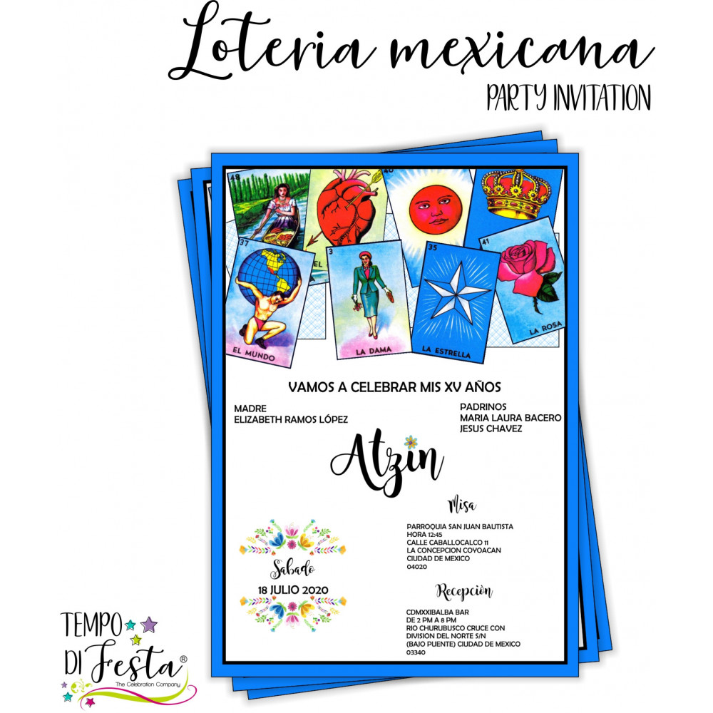 Lotería Mexicana themed invitations,