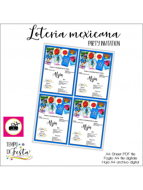 Lotería Mexicana invitaciones imprimibles 