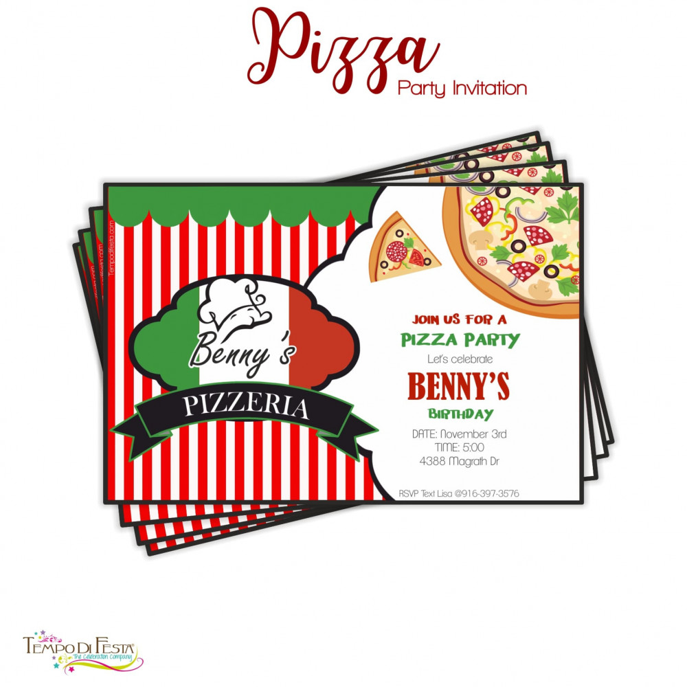 Pizza printable invitations