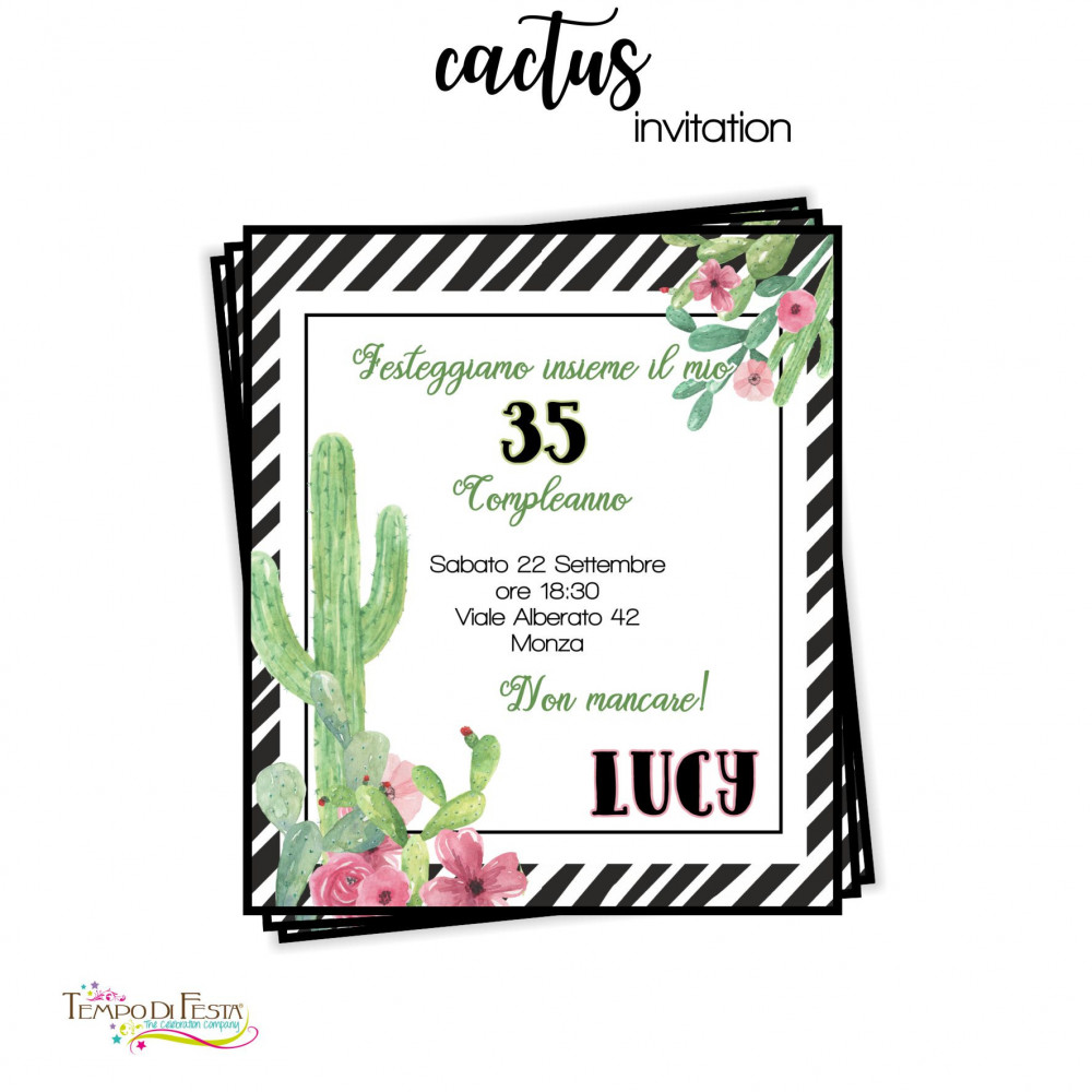 Cactus printable invitations