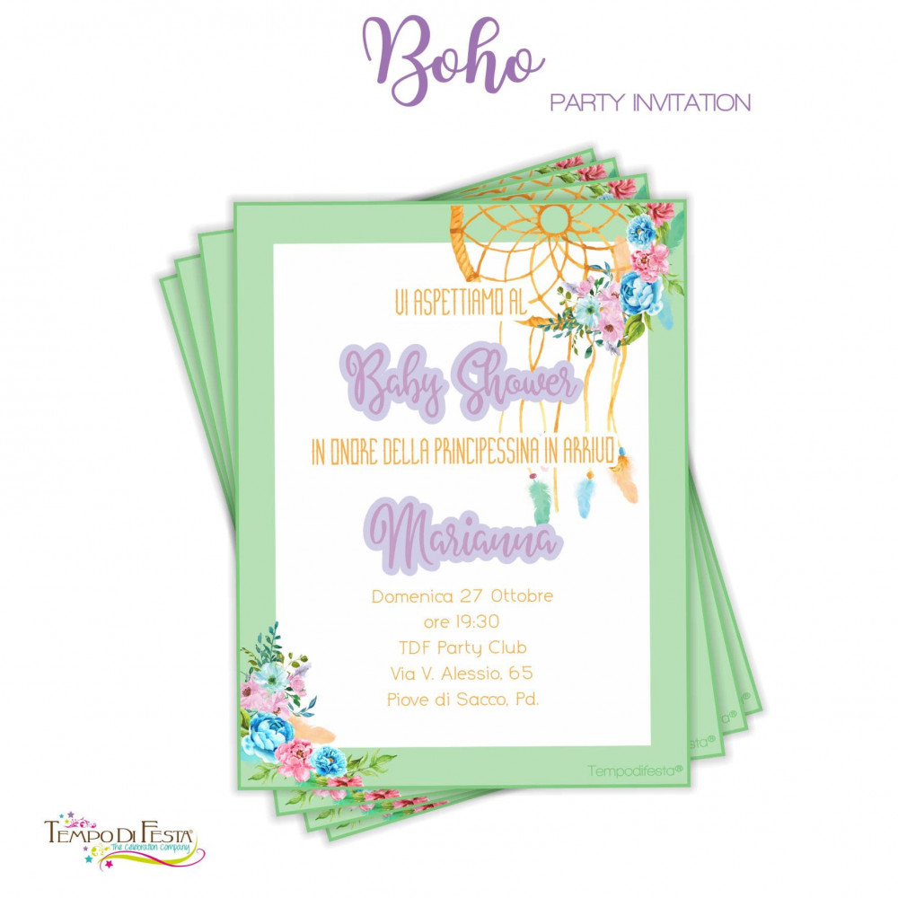 Boho printable invitations