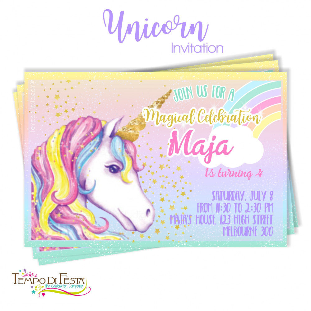 Unicorn printable invitations