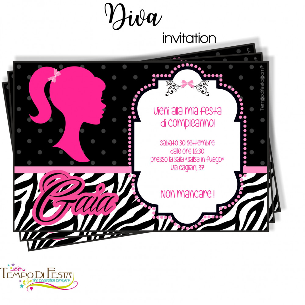 diva BARBIE inviti personalizzati