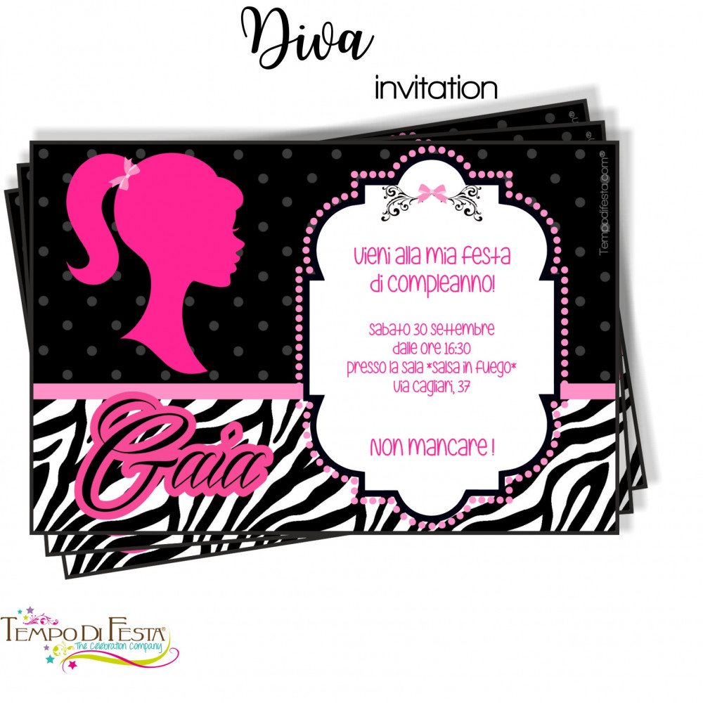 Diva printable invitations