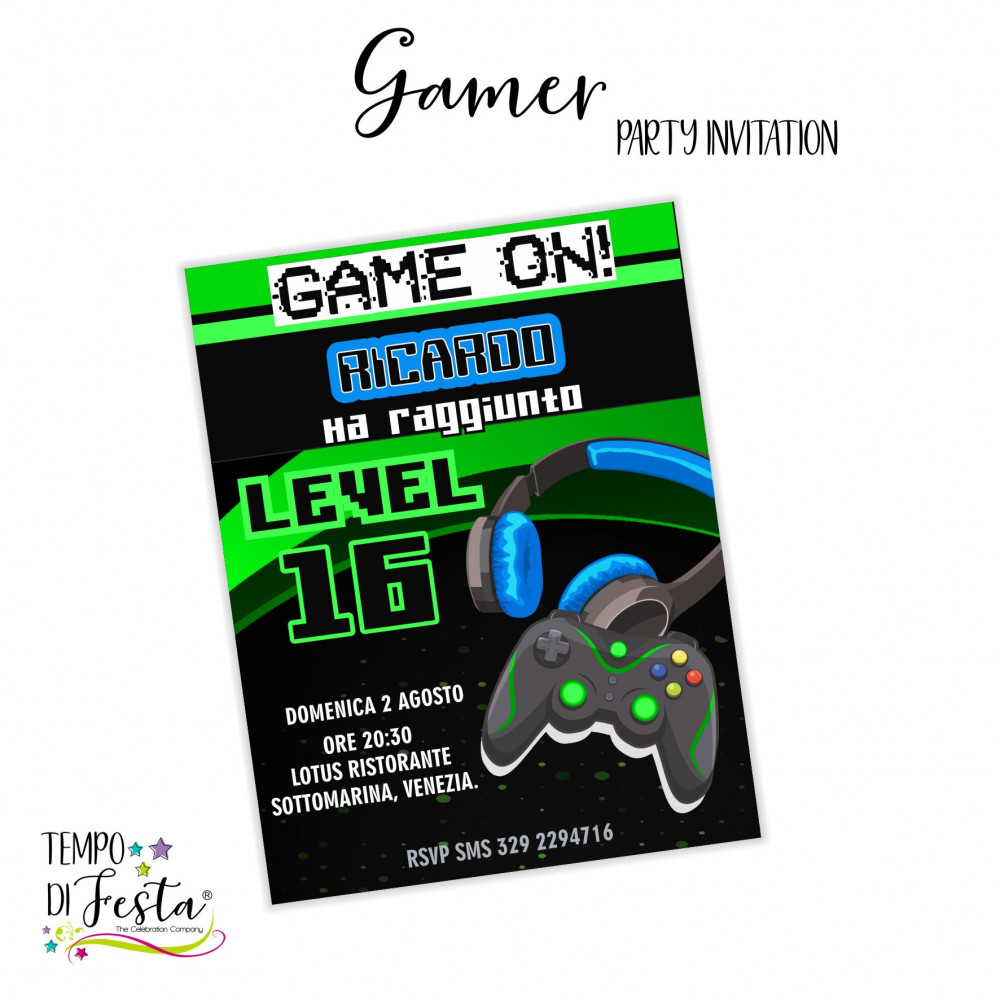 Gamer invitaciones imprimibles