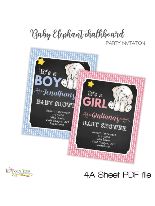 inviti baby shower elefante