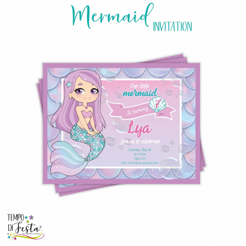 Mermaid printable invitations