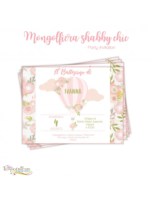 Invito a tema mongolfiera shabby chic