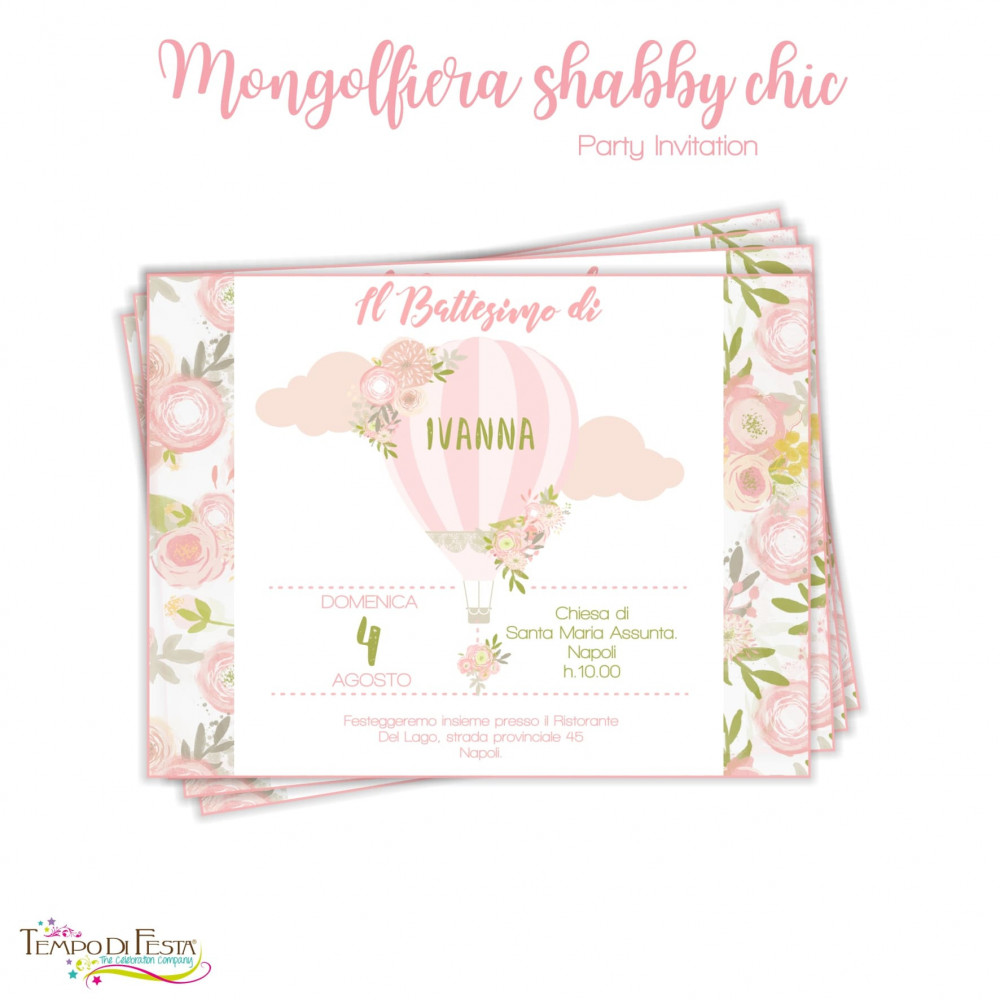 Invito a tema mongolfiera shabby chic