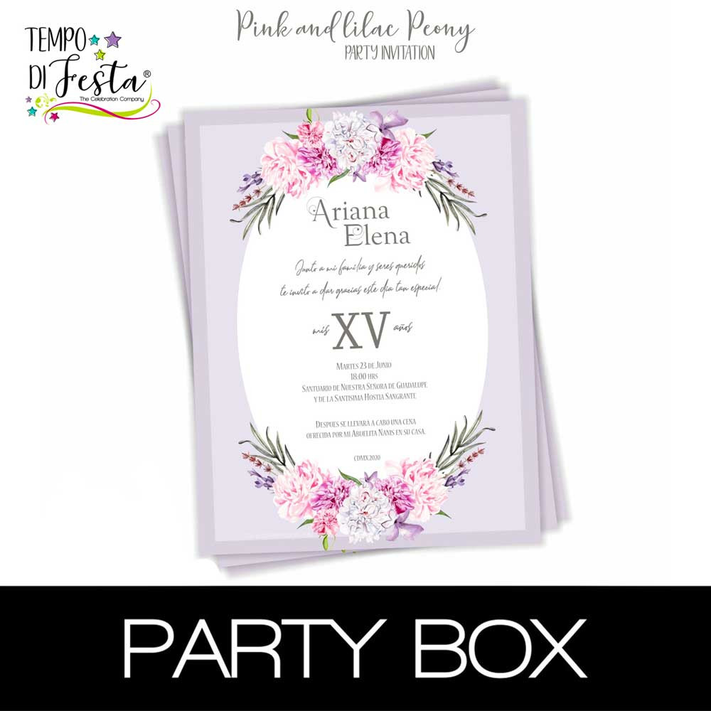 Peony invitations in a box