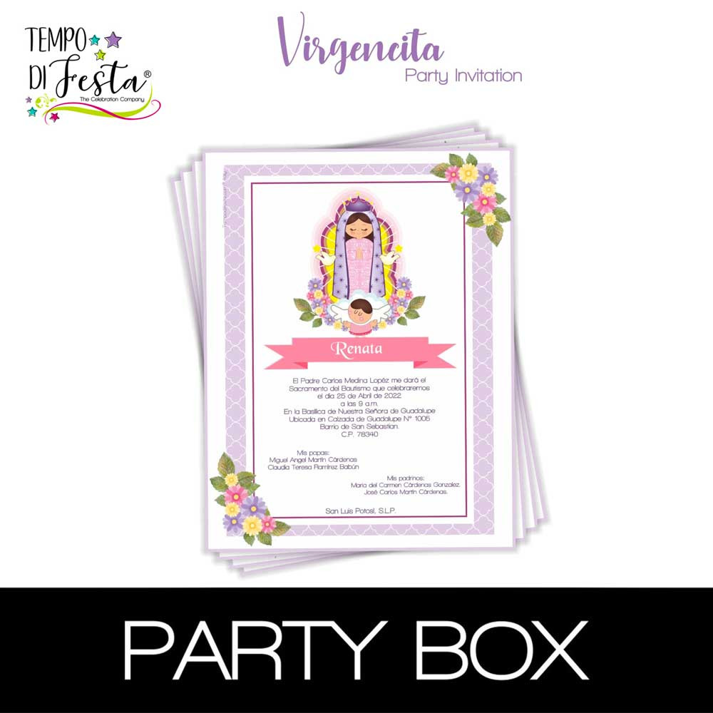 Virgencta invitations in a box
