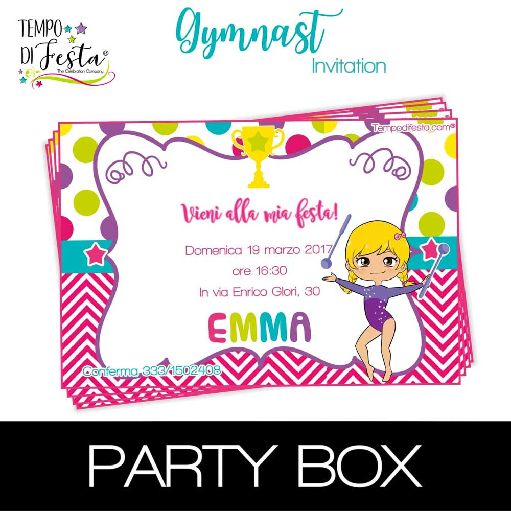 Gymnastic invitations in a box
