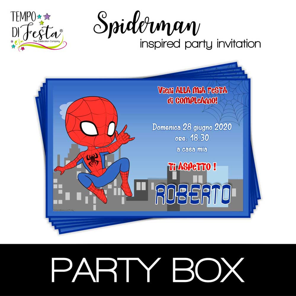 Spiderman invitations in a box