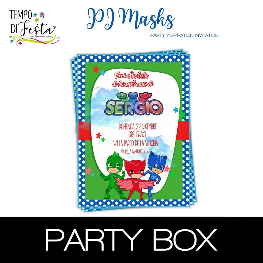 Pj Mask invitations in a box