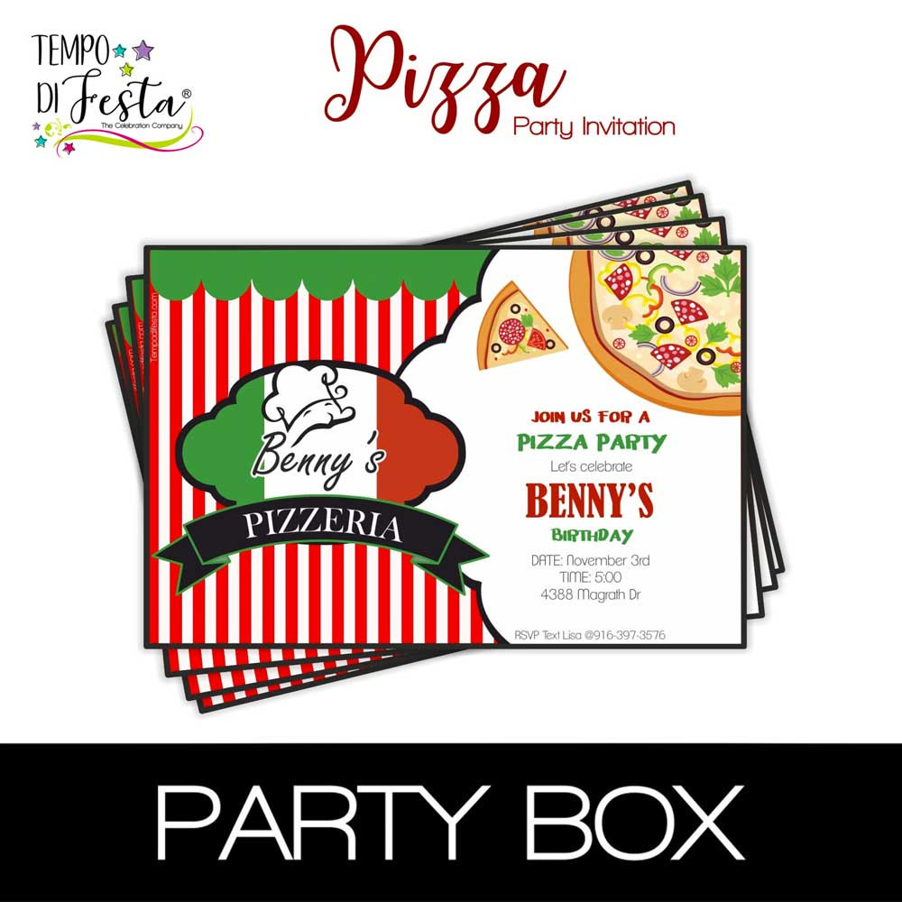 Pizza invitations in a box