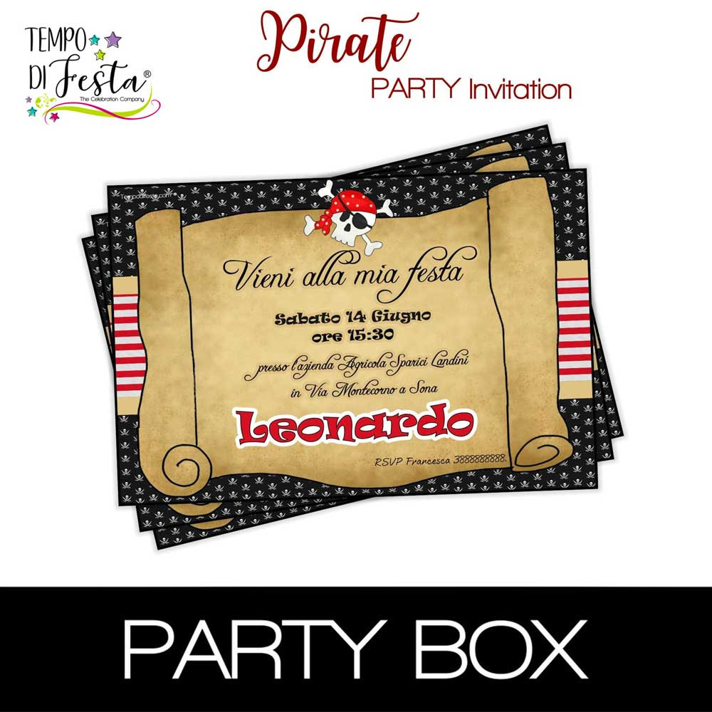 Pirata invitaciones en papel