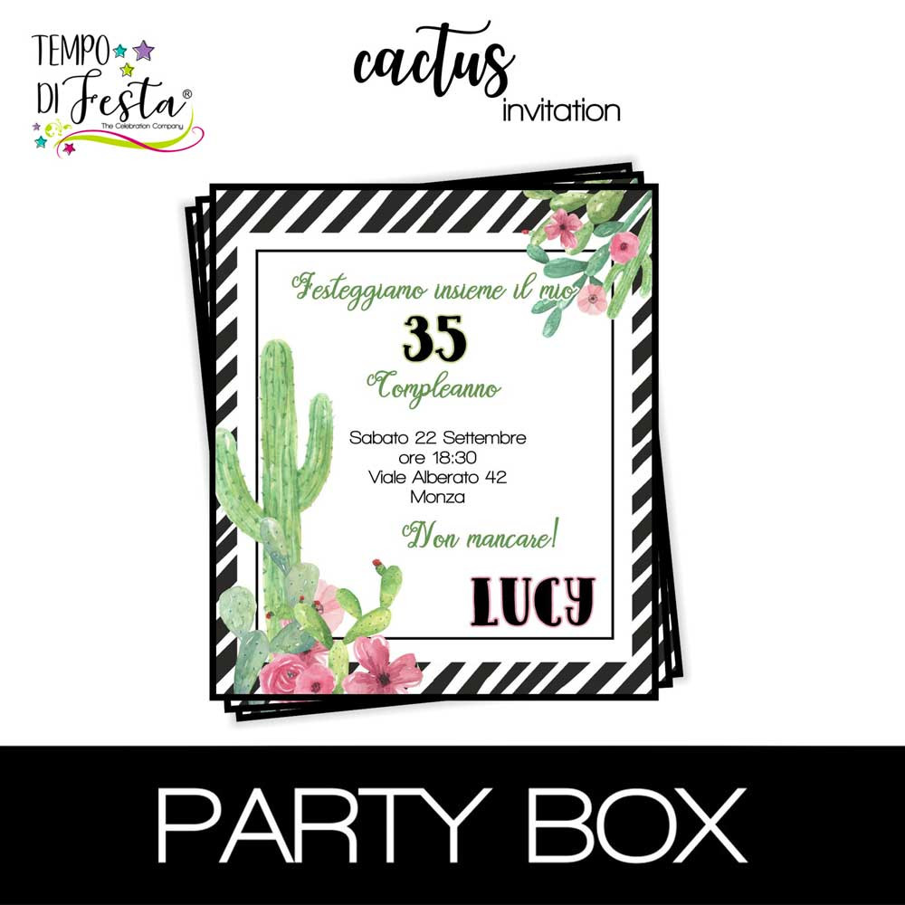 Cactus invitaciones en papel