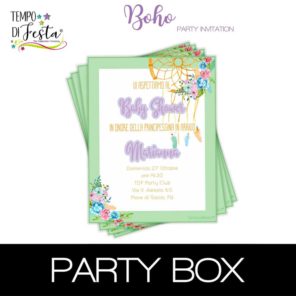Boho invitations in a box
