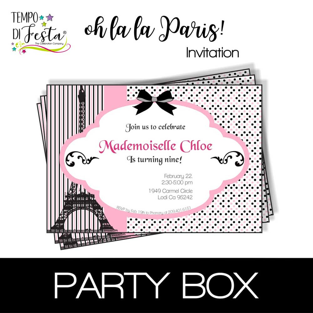 Paris  invitations in a box