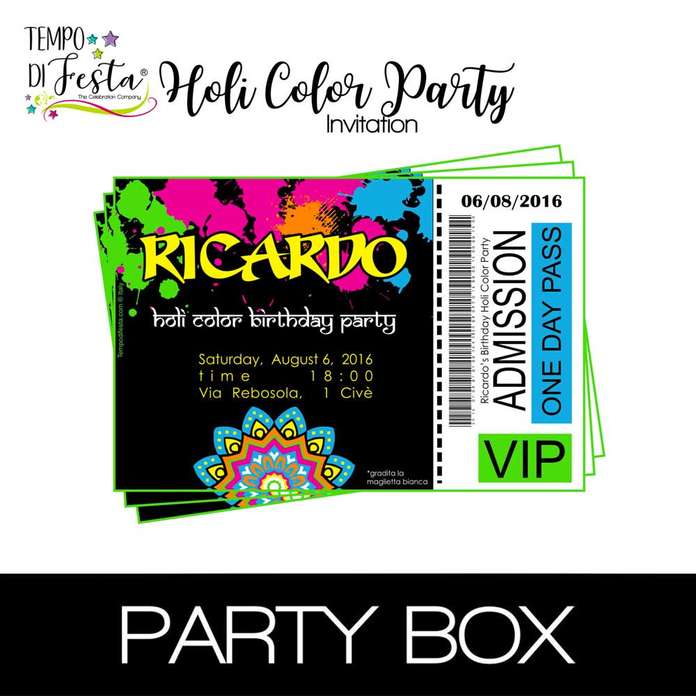 Holi Color invitations in a...