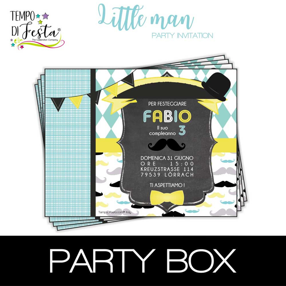Little Man invitations in a...