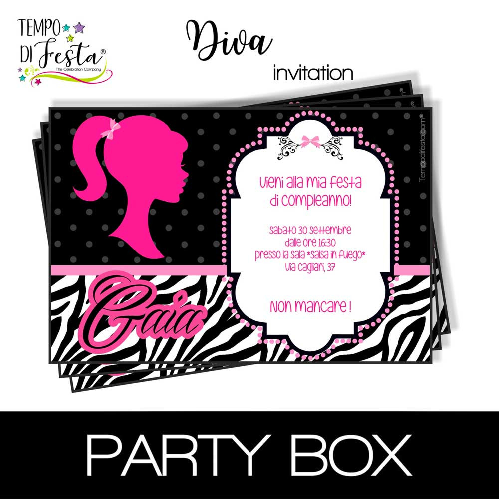 Diva invitations in a box
