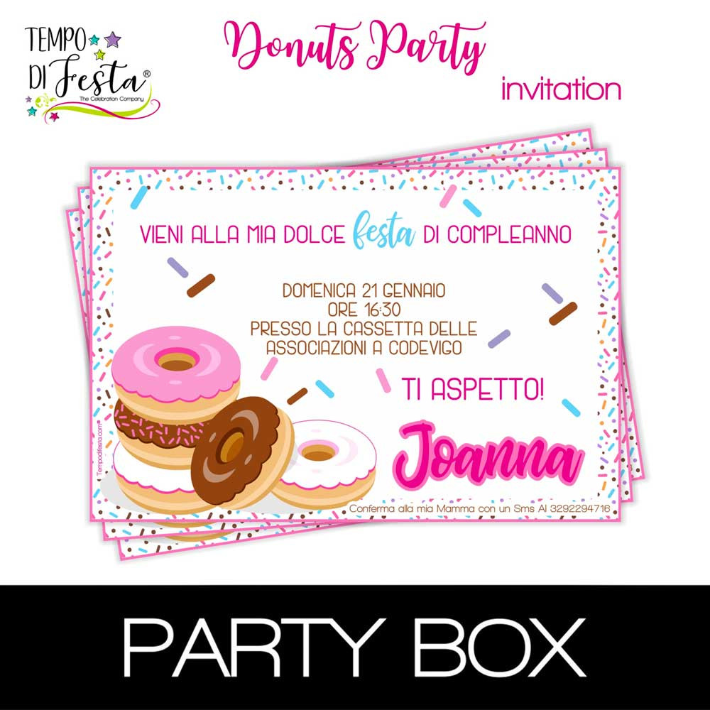 Donuts invitations in a box