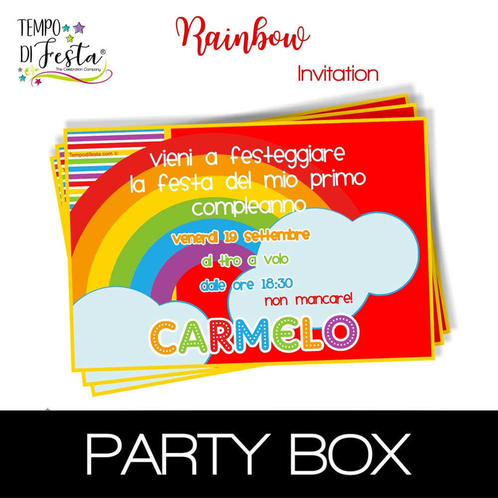 Rainbow invitations in a box