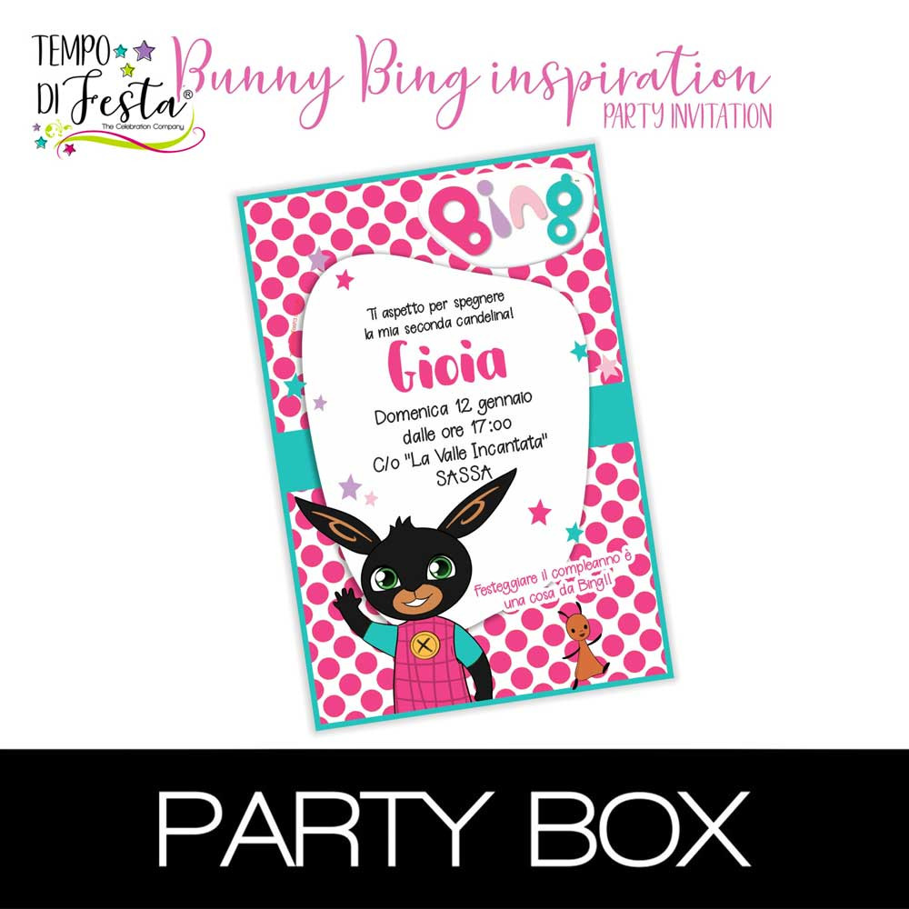 Bing Pink invitations in a box