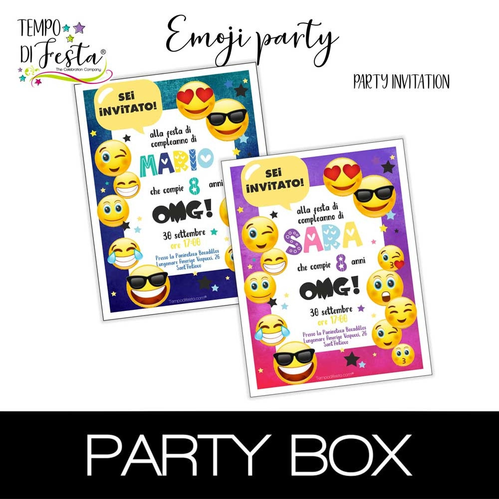 Emoji invitations in a box