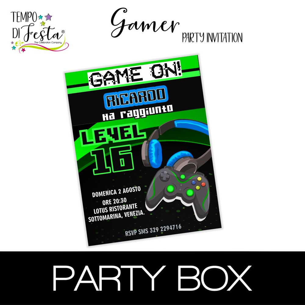 Gamer invitaciones en papel