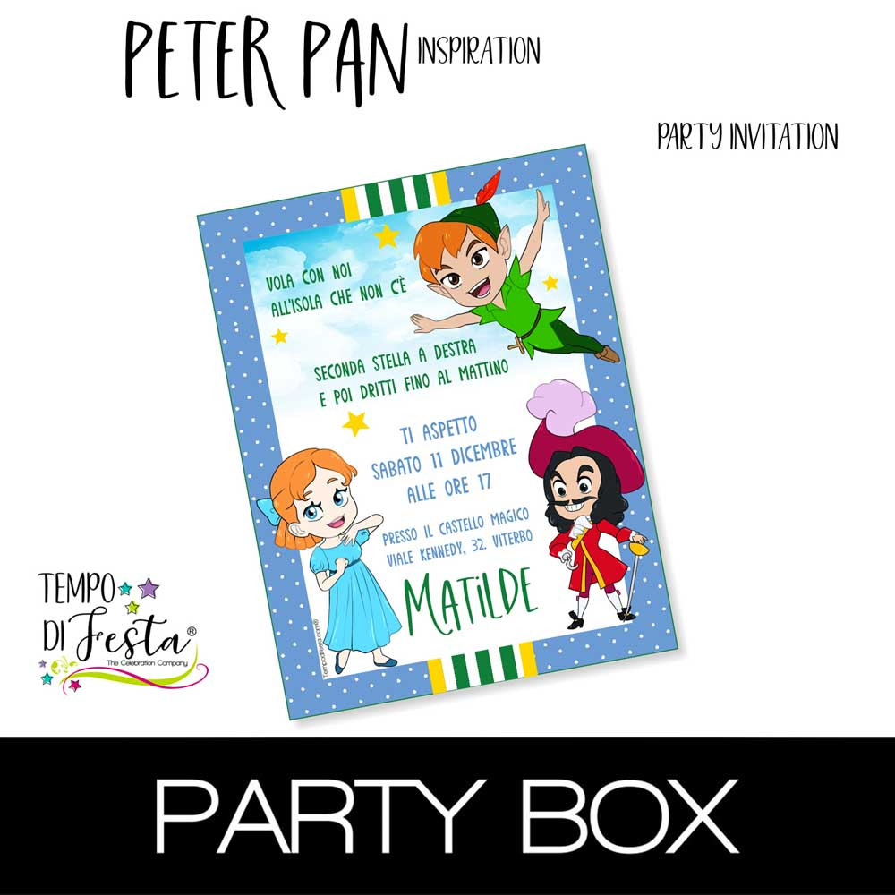 Peter Pan invitations in a box