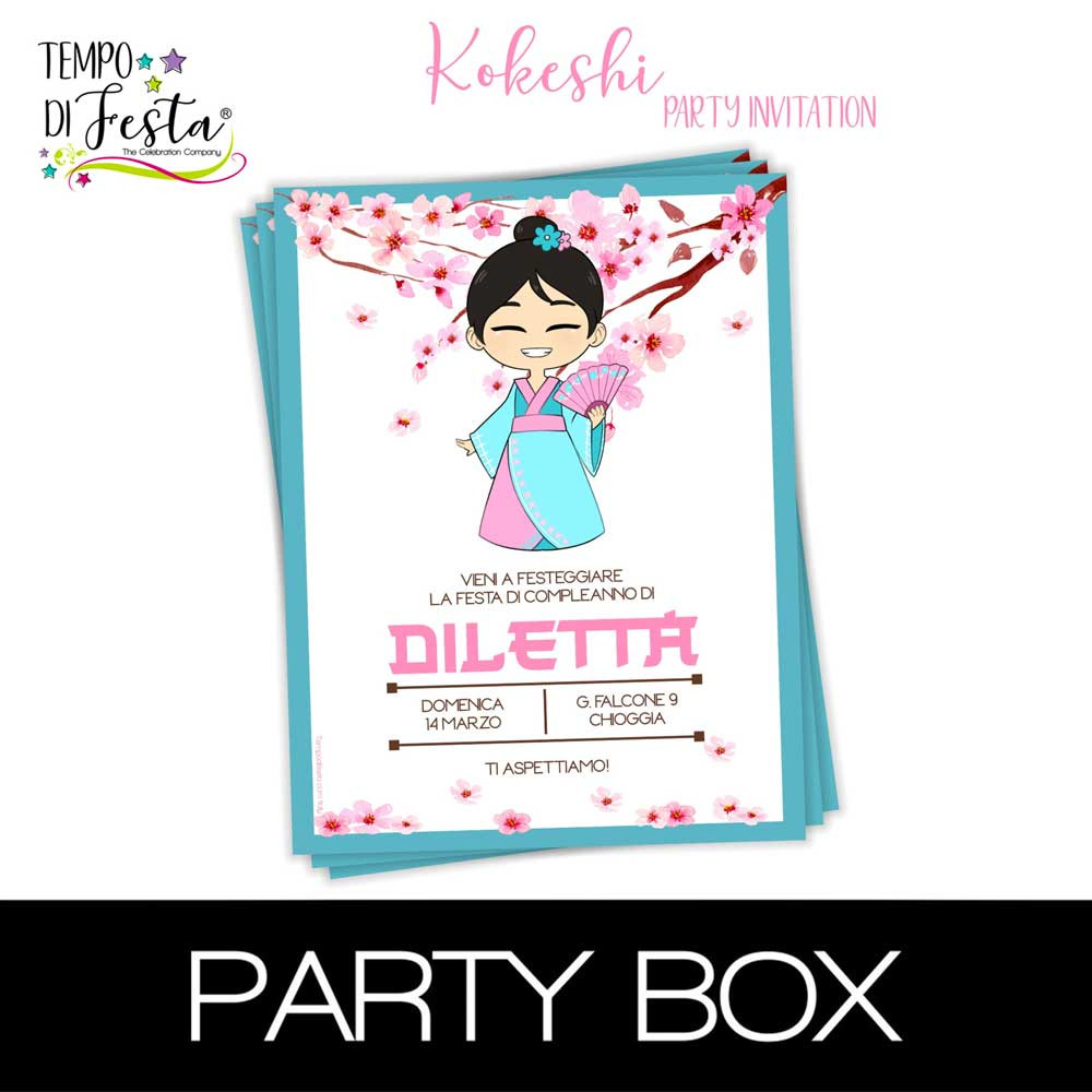 Kokeshi invitations in a box
