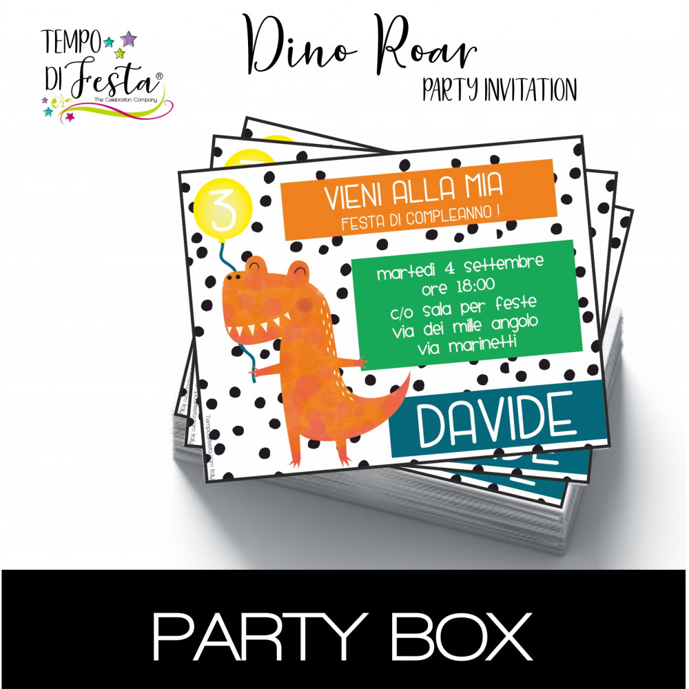 Dino Roar invitations in a box