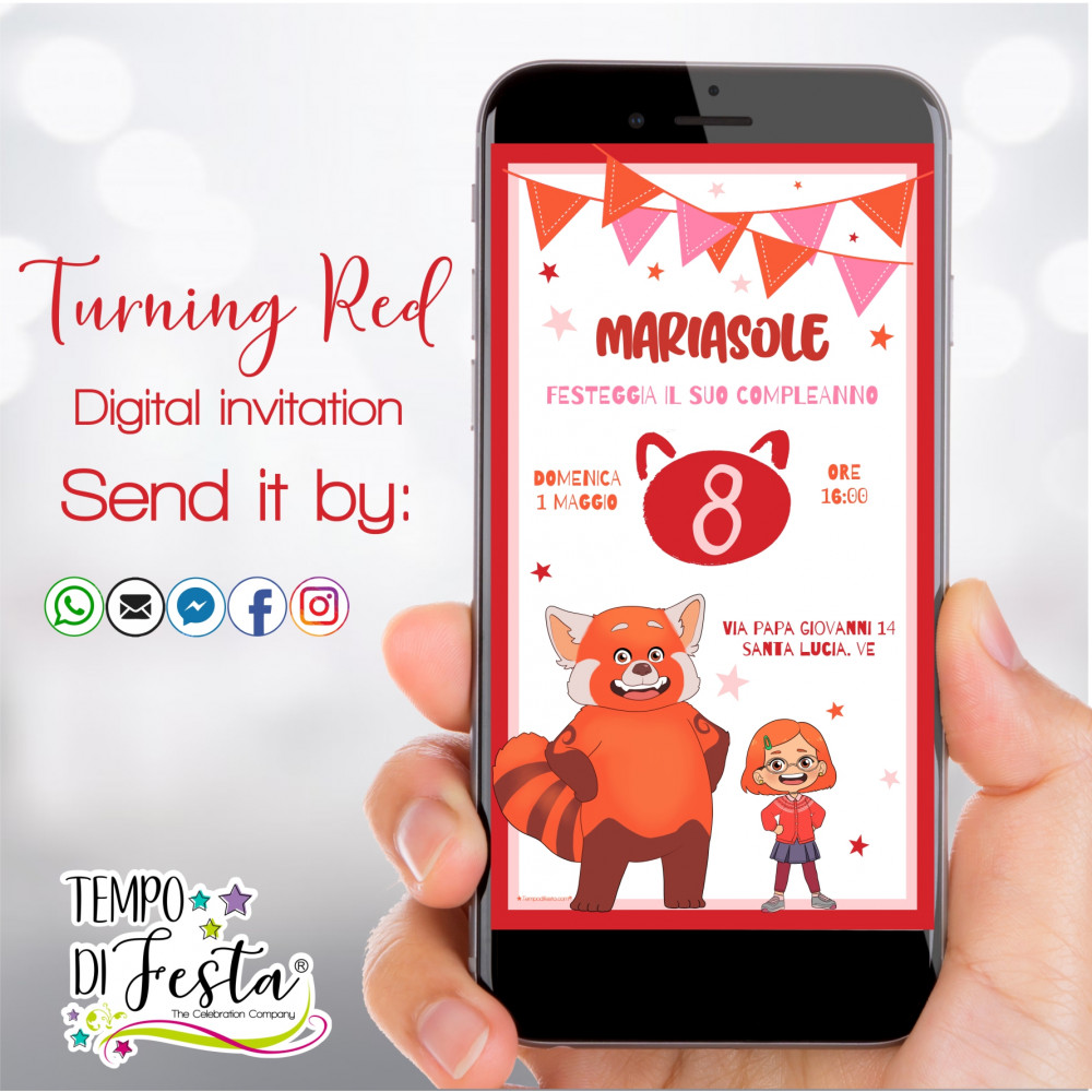 Turning Red invitación para WhatsApp.