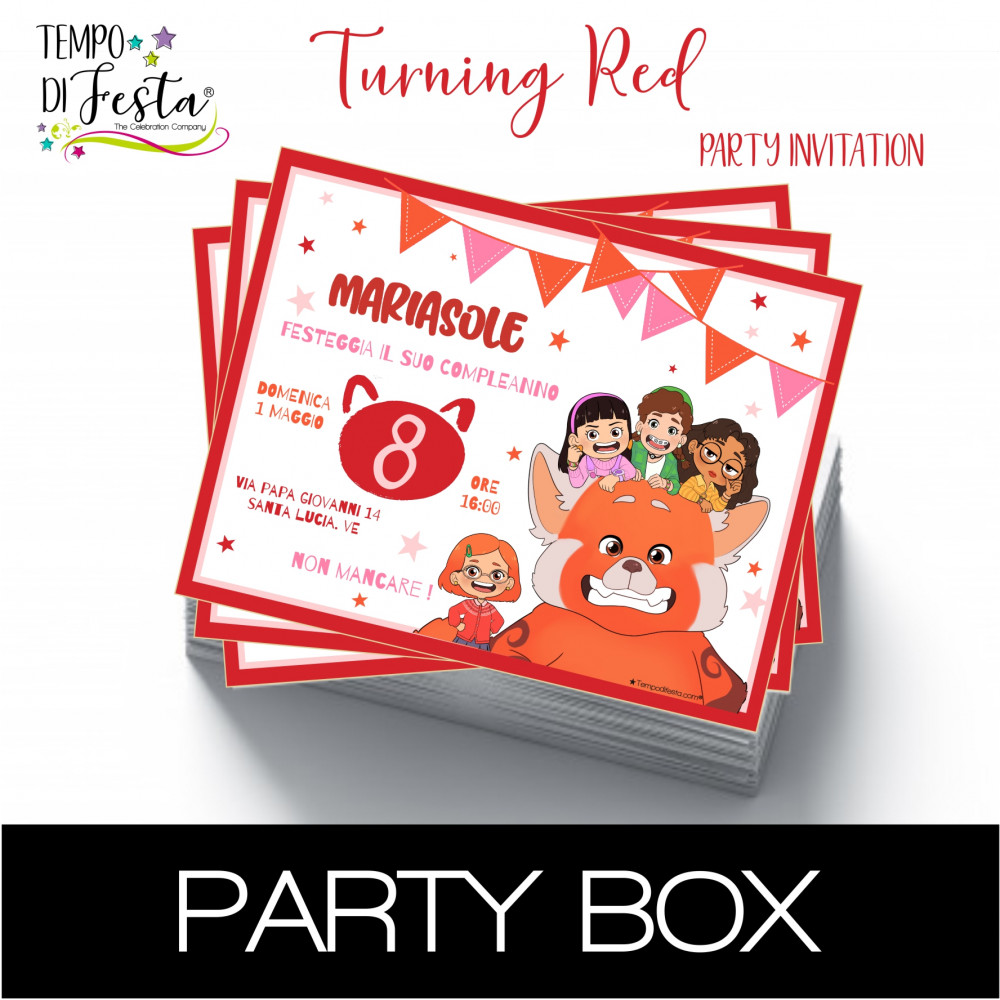 Turning Red Paper invitations in a box