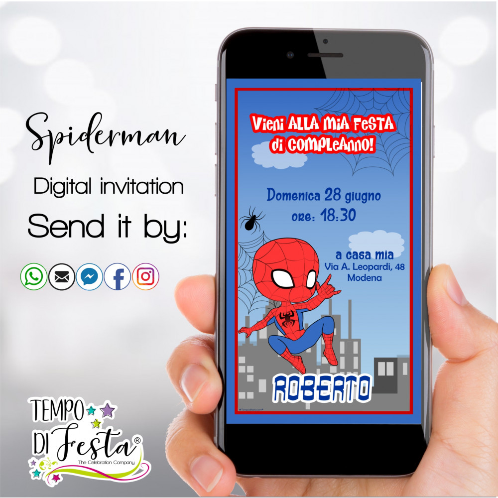 Spiderman digital invitation for WHATSAPP