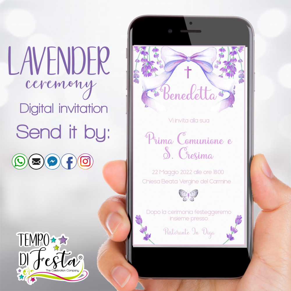 Ceremonia lavanda invitación digital para WhatsApp